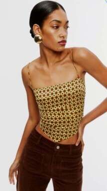 Reformation Gruyere 100% Silk Mezzanine Geometric Print Camisole Top